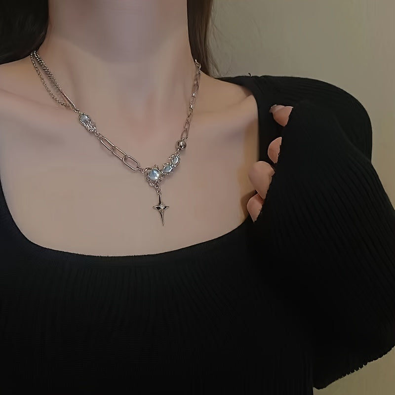 Y2K Style Pendant Necklace Inlaid Moonstone Clavicle Chain