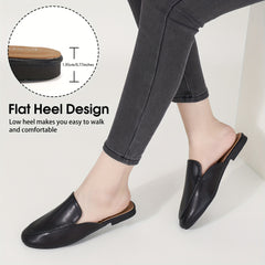 Women's Square Toe Mules Slip On Flat Loafers