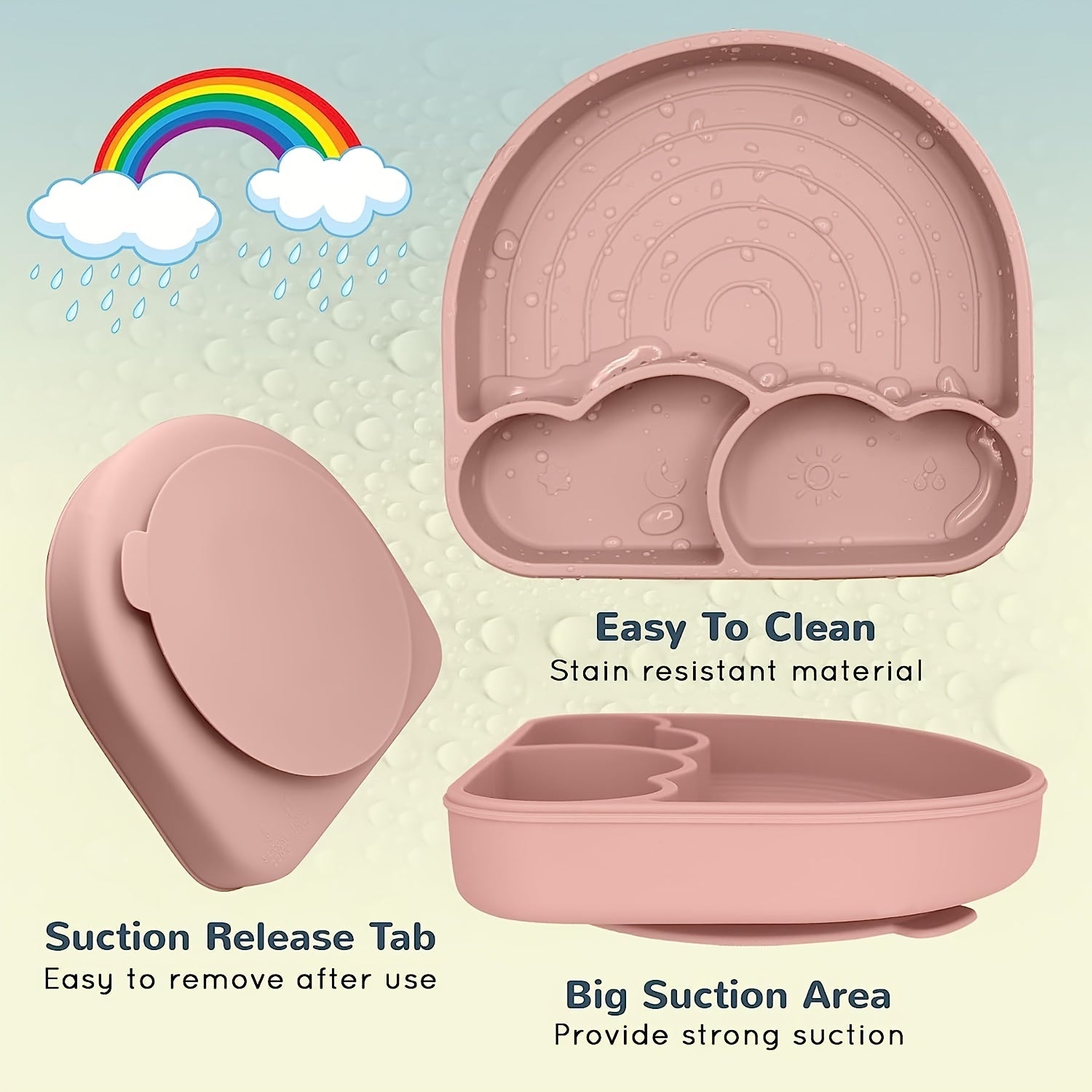 Rainbow Dinner Plate Suction Cup Children's Tableware