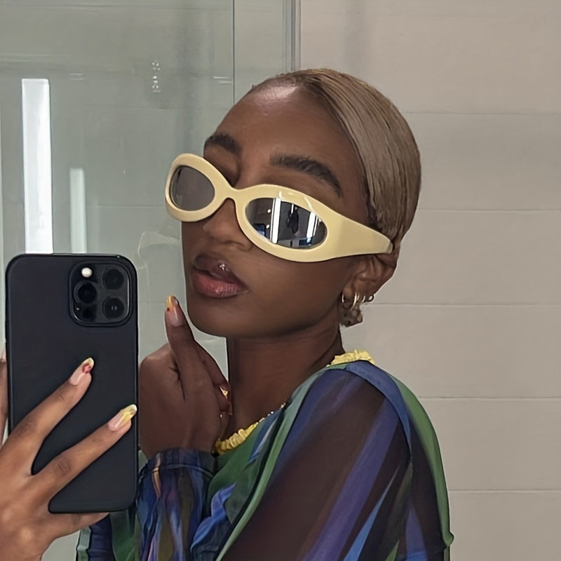 Y2K Wrap Around Sunglasses for Women Men Cyberpunk Mirrored Sports Sun Shades