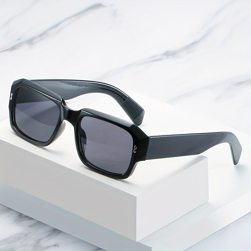Square Frame Sunglasses Minimalist Rivet Decor UV400