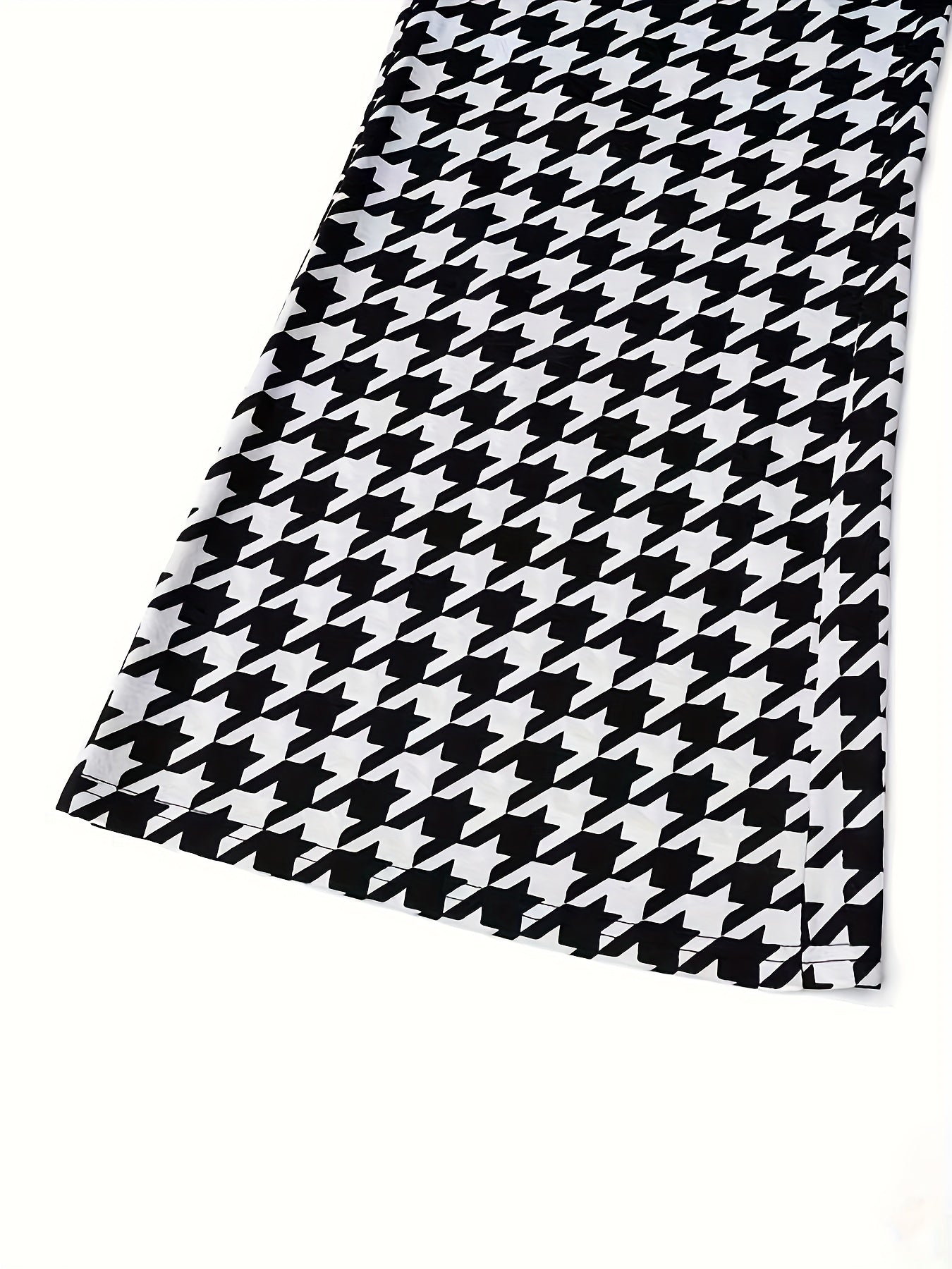  Houndstooth Print High Rise Flared Leg Trousers