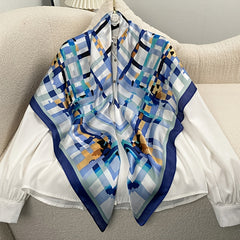 Grid Print Bandana Square Scarf