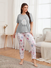 Women's Plus Sheep Print Tee & Pants Lounge Set