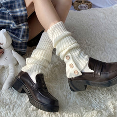 Rib Knit Leg Warmers Knee High Socks Women's Stockings