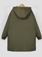Hooded Full Zipper Coat Warm Mid-length Outerwear