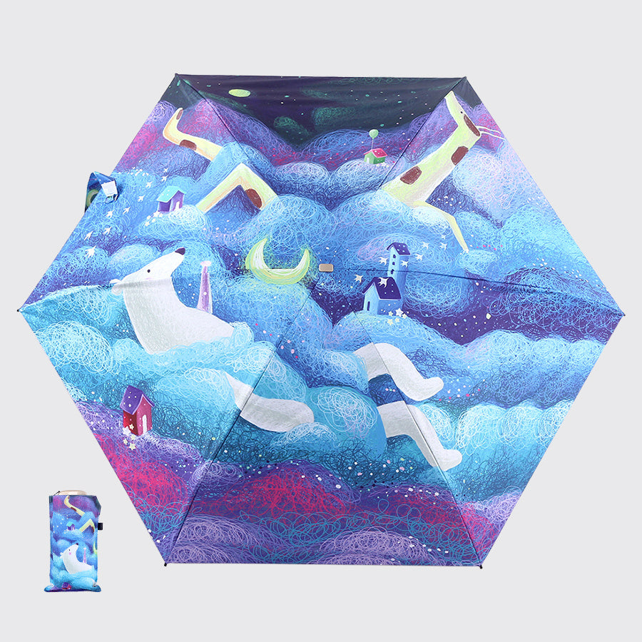Cartoon Fairy World 5-fold Glue Sun Protection Umbrella