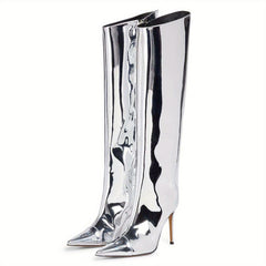 Women's Patent Leather Long Boots Stiletto Heel Over Knee Shoes