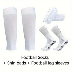 3 Pairs Set Calf Sleeves & Shine Guards & Crew Socks For Football