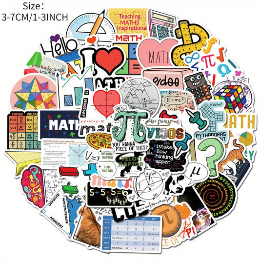 50pcs Math Series Waterproof Vinyl Stickers for Water Bottles Laptops Phones