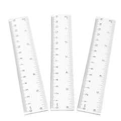 10pcs Clear Plastic Rulers Inches Metric Student Rulers w/ Slanted Edge