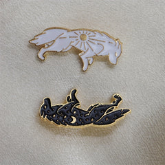 Double Wolf Brooch For Men Cartoon Animal Series Brooch