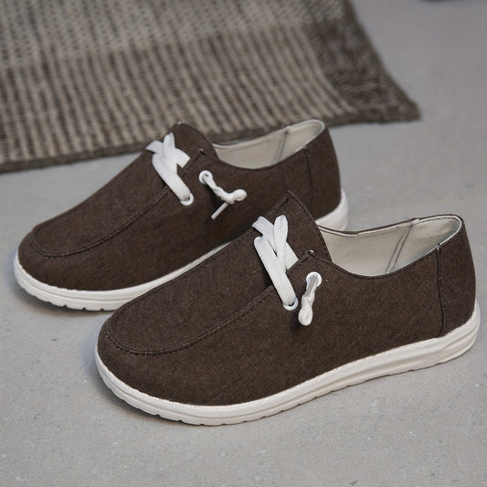 Women's Brown Canvas Shoes Casual Lace Up Outdoor Shoes
