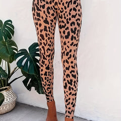  Leopard Print Leggings Wideband Waist High Rise