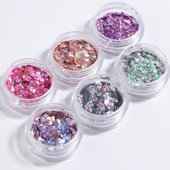 6 Boxes Holographic Nail Glitters for DIY Nail Art