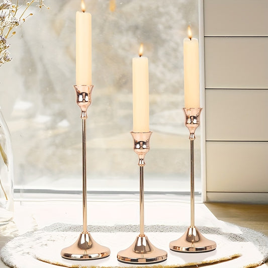 Set Of 3 Candlestick Holders Metal Candle Stick Holders For Table Centerpiece