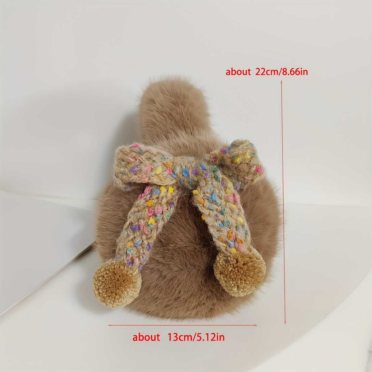 Women's Plush Winter Earmuffs with Bow & Pom Pom Brown