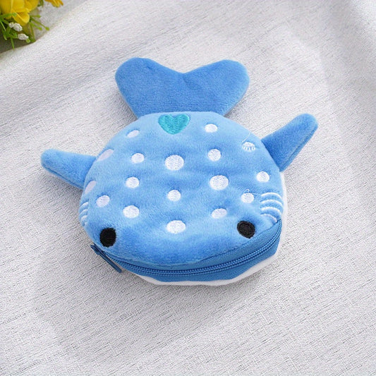 Plush Shark Coin Purse for Kids - Cartoon Girls Coin Bag