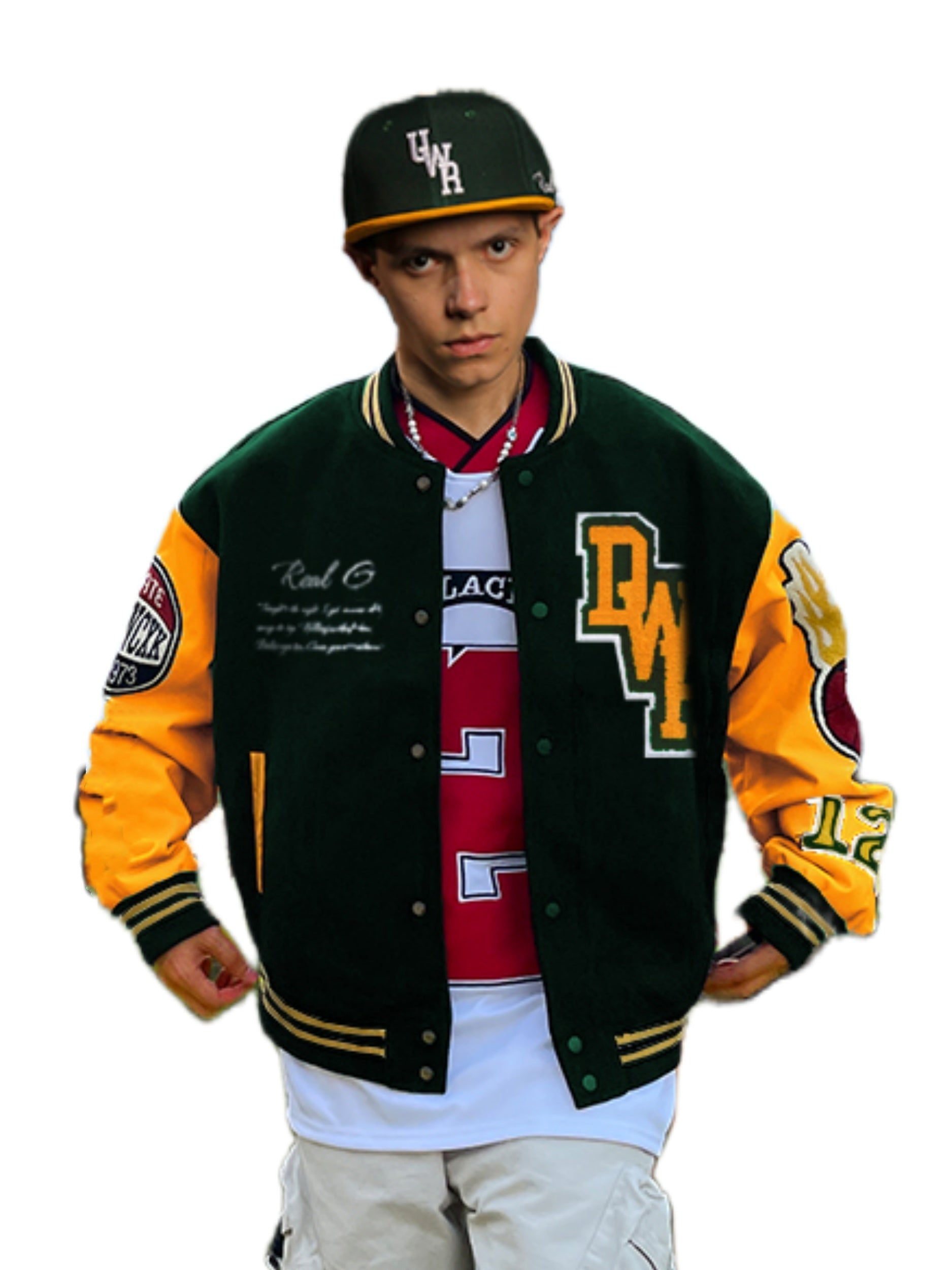 Vintage Embroidery Letter Varsity Jacket Men's Casual Block Button Up Jacket