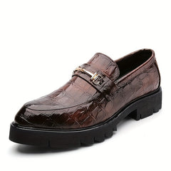 Men's Crocodile Embossed Pointed Toe Loafer Shoes
