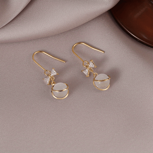Cat Eye Stone Stud Earrings Western Style Hypoallergenic