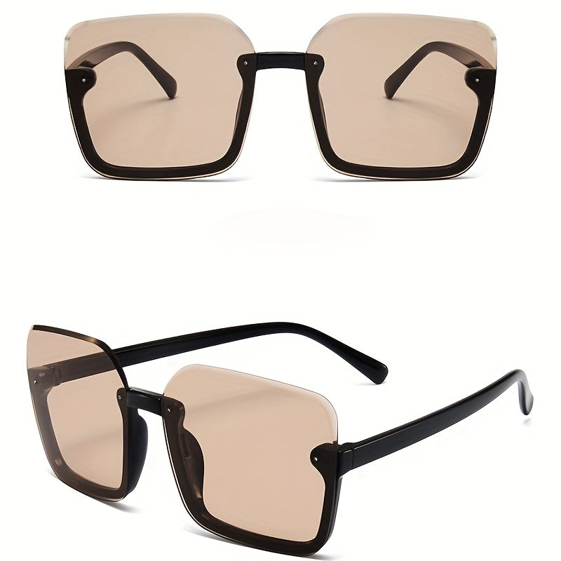 Square Semi Rimless Sunglasses Retro Gradient UV400 Sun Shades