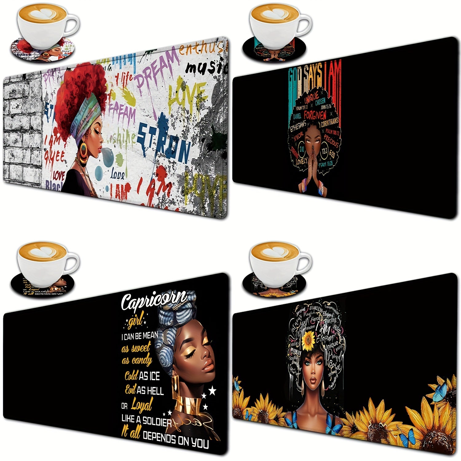 African American Girl Queen Women Mouse Pad XL