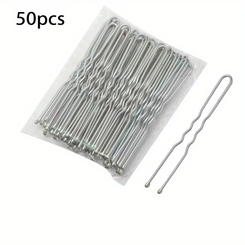 50pcs Gold & Silver U-shaped Hair Clip Wedding Dress Photo Studio Accessories