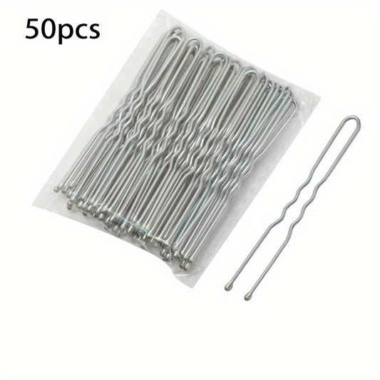 50pcs Gold & Silver U-shaped Hair Clip Wedding Dress Photo Studio Accessories