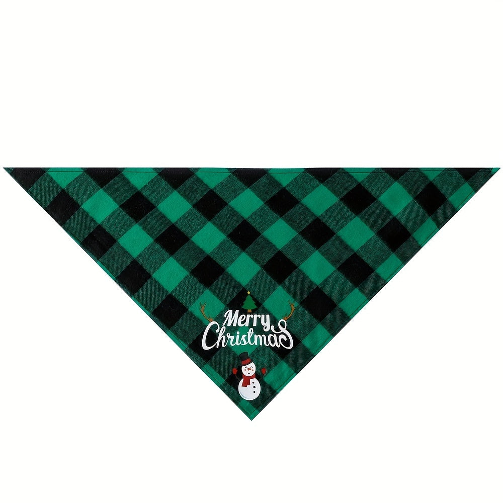 Christmas Pet Triangle Scarf Plaid Dog Saliva Towel Santa Claus Letter Graphic
