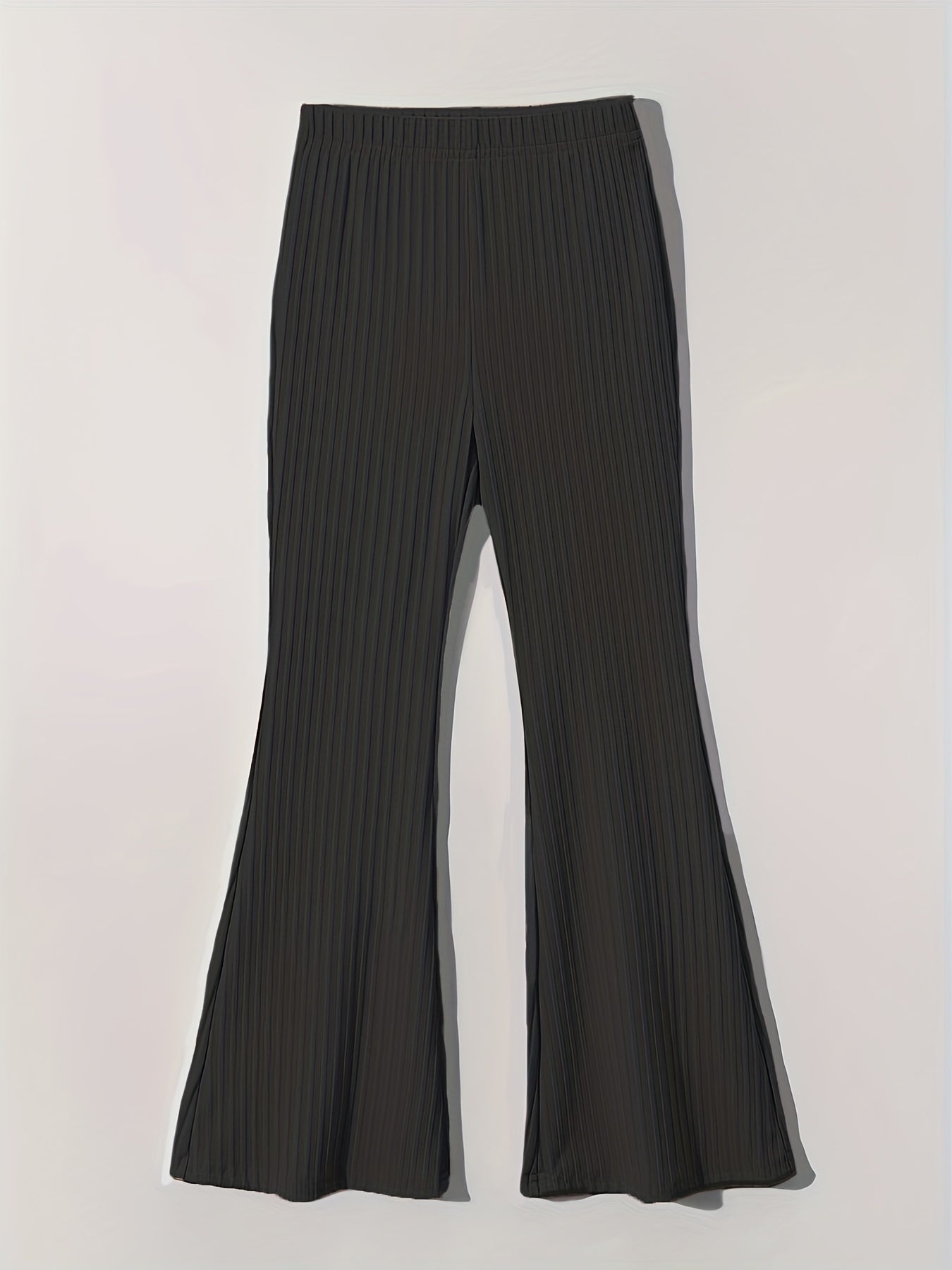 Girls Ribbed Knit Flare Leg Pants High Waist Kids Spring Summer Clothes
