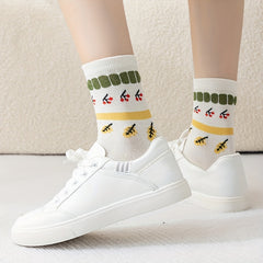 5 Pairs Cartoon Print Socks Women's Stockings