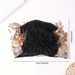 Sequin Tassel Embroidery Beanie Lace Flower Turban Cap Head Wrap
