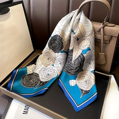 Camellia Print Bandana Classic Satin Square Scarf