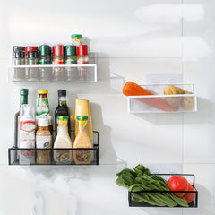 Wall-mounted Grid Storage Rack for Kitchen Supplies & Spices