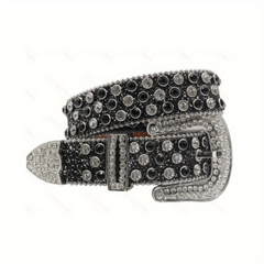 Men's Water Drill Leather Belt Needle Buckle Inlaid Waist Belt
