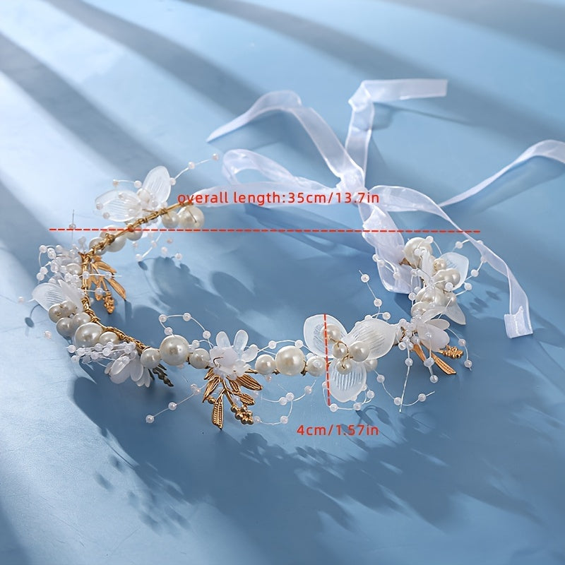Boho Floral Tiara Headband Bridal Wedding Hair Accessory