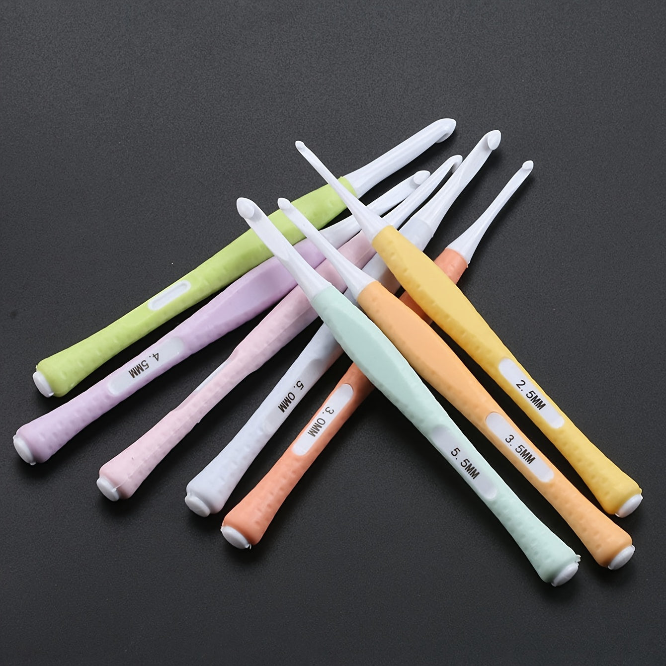 8pcs Candy Silicone Soft Handle ABS Crochet Hook Set