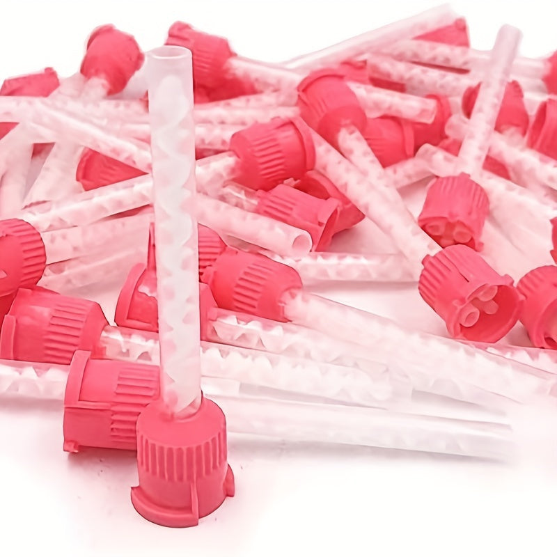 50pcs Dental Mixing Tips Pink Impression 1 1 Mixing Uniformly