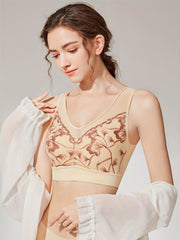 Floral Embroidered Wireless Bra Full Coverage