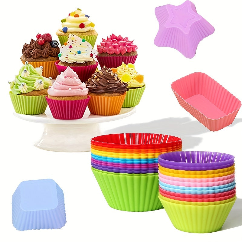 12pcs Silicone Cake Cups Muffin Cups Reusable Cupcake Liners Baking Tools
