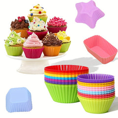 12pcs Silicone Cake Cups Muffin Cups Reusable Cupcake Liners Baking Tools