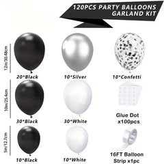 120pcs Silvery Confetti Balloon Arch Set Party Decoration Balloon Set