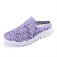 Women's Knit Mule Sneakers Slip On Flats Non Slip Outdoor Shoes