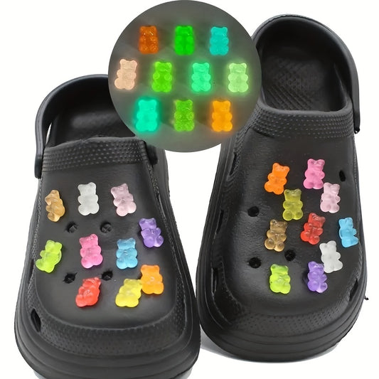 20pcs Luminous Little Bear Shoe Charms DIY Clogs Accessories