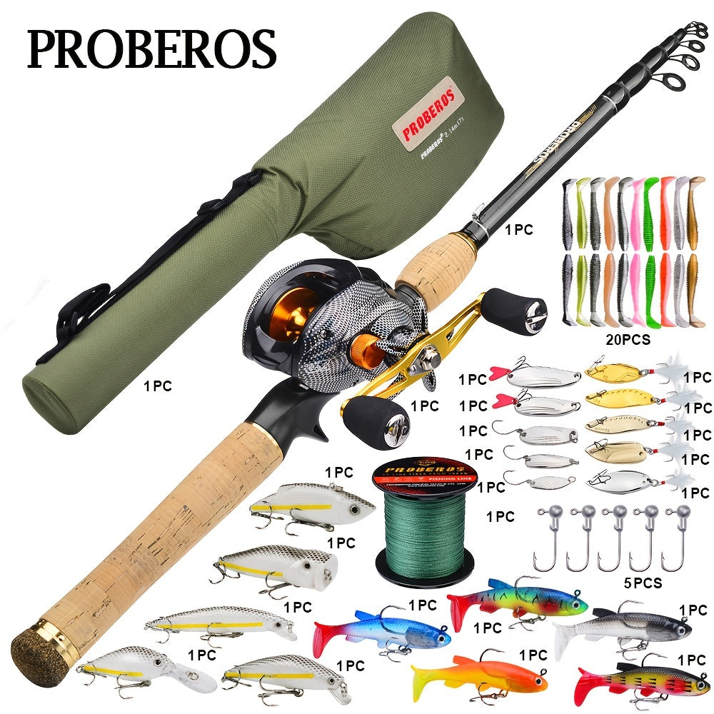 PROBEROS Telescopic Casting Rod & Reel Combo Set