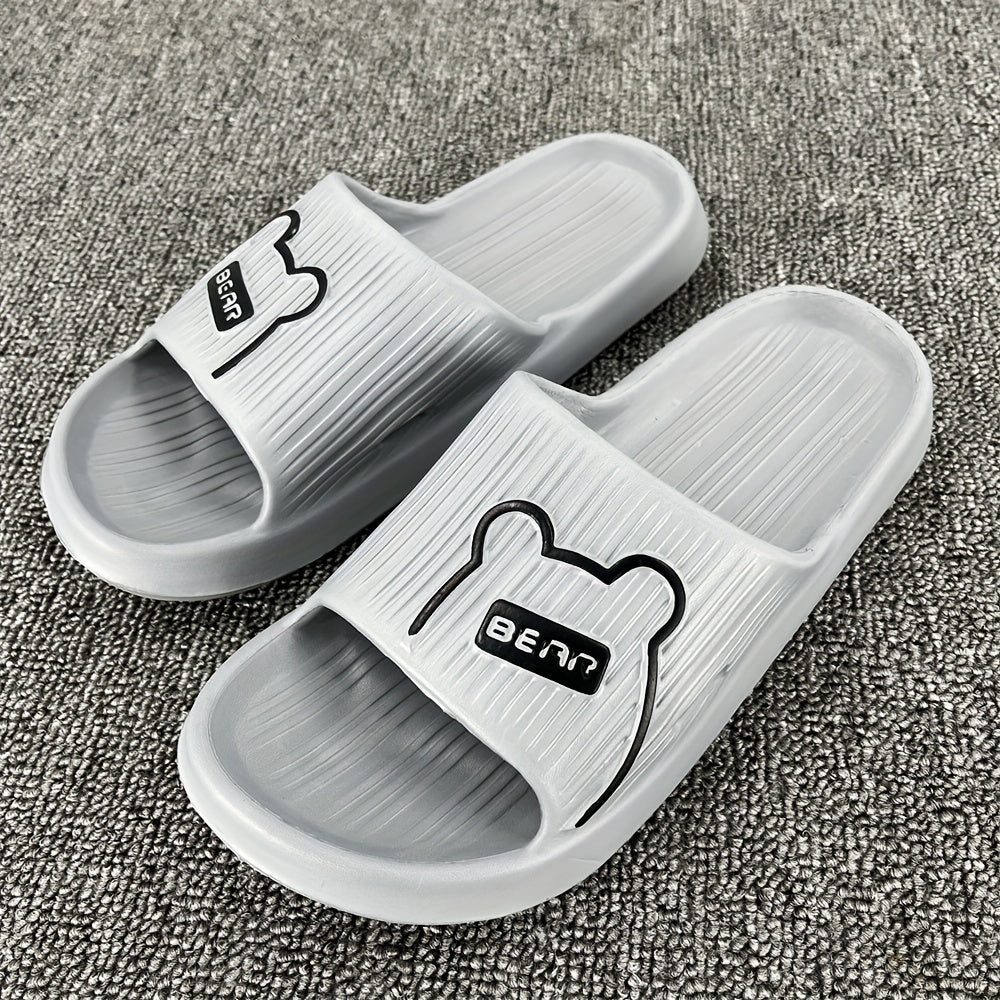 Men's Cartoon Bear Cloud Slides Pillow Slippers Lightweight Non Slip Shoes