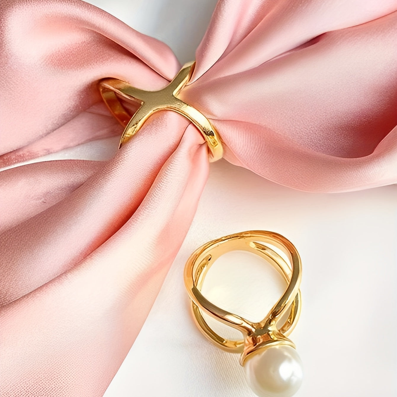 Faux Pearl Scarf Ring Golden Hollow Out Scarf Clip Shawl Pin Decorative Brooch