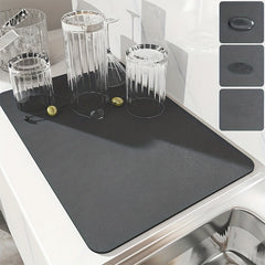 Dark Gray Dish Drying Mat Absorbent Non Slip Mat