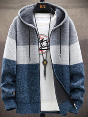 Men's Casual Hooded Cardigan Jacket Zip Up Sweater